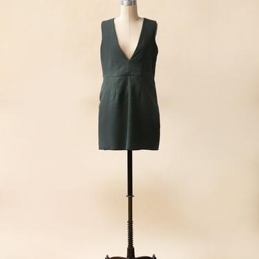 SYDNEY Jumper Dress -Olive dark green wool mod shift dress. Loose box wide fit vintage inspired dress with short A line skirt 