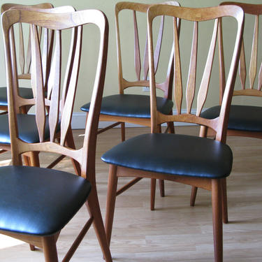 Set of 12 INGRID Koefoeds Hornslet Danish High-back dining side chairs 