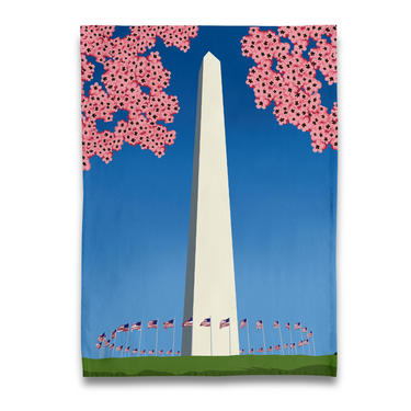 Washington Monument Cherry Blossom Tea Towel