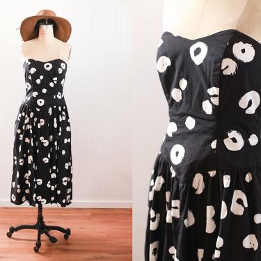 80s modern dot print sleeveless sun dress // act 1 vintage dress //vintage womens clothing size XS S 