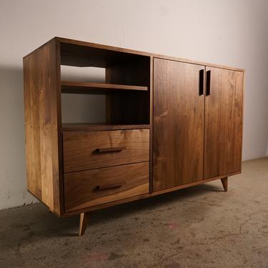 Davids Media Console, 55&quot;W, Modern Credenza, Mid Century Sideboard, Solid Wood Media Console (Shown in Walnut) 