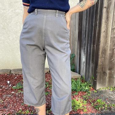 1960s white stag gray cropped side zip pants 