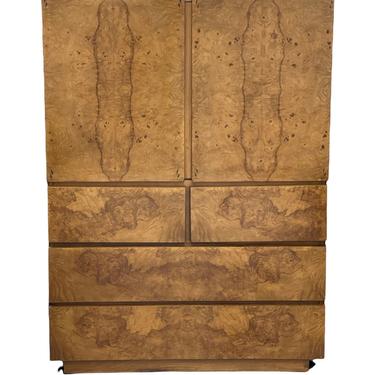 Free Shipping Within Continental US - Mid-Century Modern Lane Art Deco Burl Wood Baughman Style Armoire Chest Dresser 