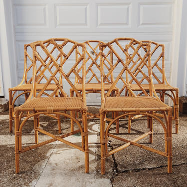 Rattan cane chinese chippendale dining chairs, rattan cane dining chairs, vintage rattan chairs, vintage chairs, chippendale chairs 