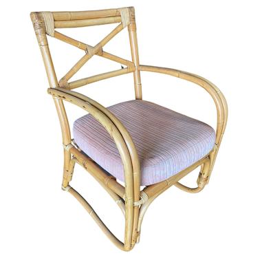 Rattan 2-Strand X-Back Lounge Chair with Streamline Speed Arms 