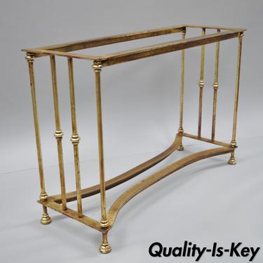 Distressed Gold Gilt Iron French Neoclassical Style Console Hall Sofa Table Base