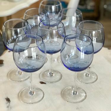 French Blue Wine Glasses - Set of 8 