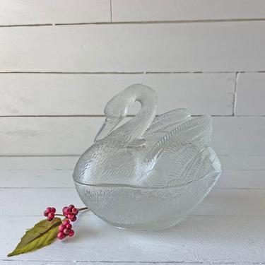 Vintage Swan Candy Dish, Sugar Bowl // Swan Lover, Collector // Boho, Chic, Rustic Swan Covered Bowl // Swan On Nest, Perfect Gift 