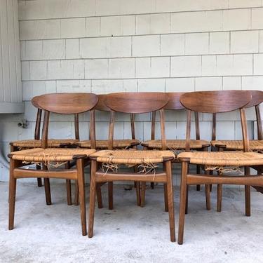  Set of (7) Hans Wegner Style Rope Chairs: As Is 
