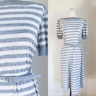 Vintage 1980s Soft Striped Sweater Dress • M 