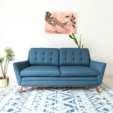 “Birdie Vintage” Deep Blue Sofa