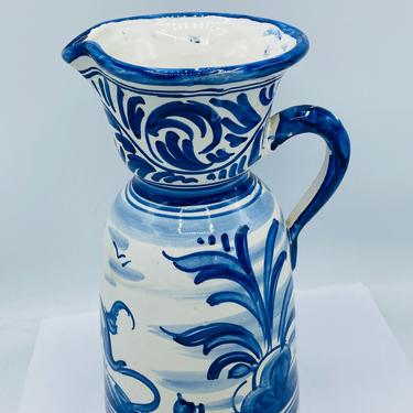 Vintage Hand Painted Blue and White  Fabrica Sant'Anna pottery pitcher  10