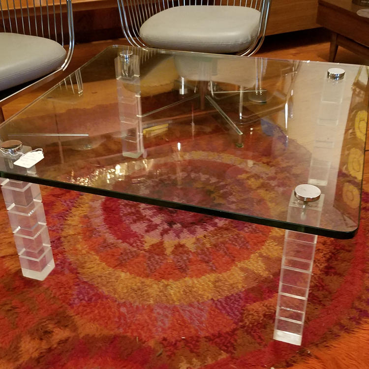 Lucite and Glass Modernism Coffee Table