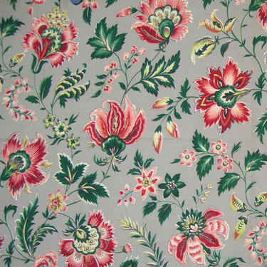 Vintage Barkcloth Fabric Floral Remnant – A Spectrum Original 1+ Yd 