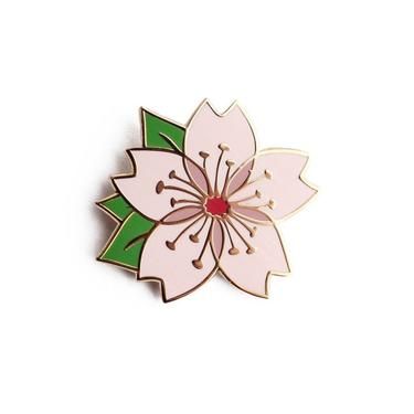 Cherry Blossom Enamel Pin - Pink Flower Sakura Lapel Pin // Hard Enamel Pin, Cloisonn, Pin Badge 