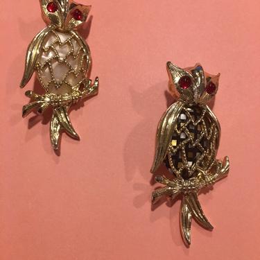 Vintage owl pins, 1960s brooch set, novelty brooch, owl brooches, scatter pins, retro brooch, mid century jewelry, mod jewelry 