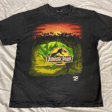 Vtg Jurassic Park Adult Large Black T-Shirt