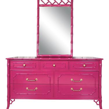 Dixie Furniture Faux Bamboo 7 Drawer Dresser With Mirror 