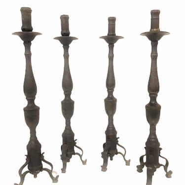 Two Pairs Neapolitan 18th C. Late Baroque Bronze Candlesticks