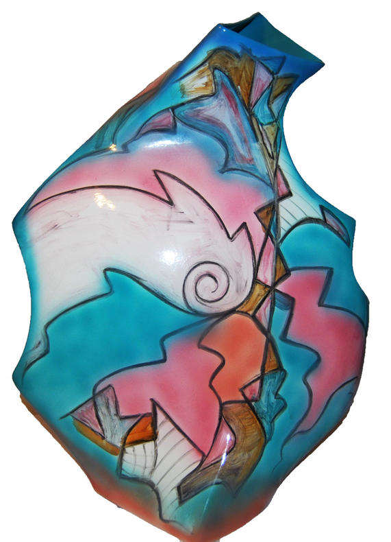 abstract modern art Harris-Cies Studio Terracotta Art Pottery Vase 