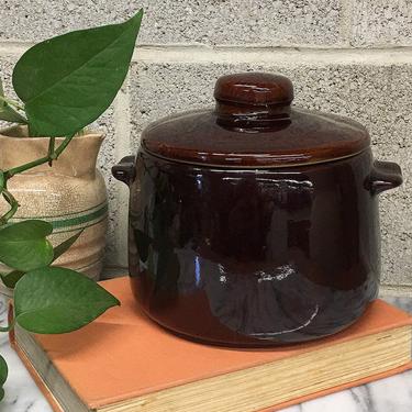 Vintage Westbend Crock Retro 1950s Brown Glazed Stoneware + Bean Pot + 2 Quart + Round with Lid + Cooking and Serving + Kitchen Decor 