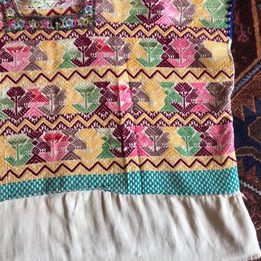 70’s boho Ethnic woven textile tunic smock top size small- medium box top Guatemalan colorful cotton 