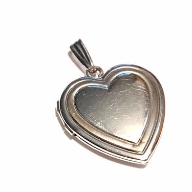 Vintage Sterling Silver Heart Locket Engraved Quote Love Truly Eternally Retro Estate Jewelry 