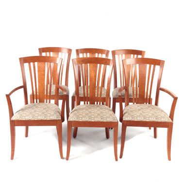 Six Stickley Contemporary Cherry Dining Chairs