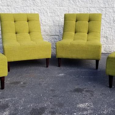 Mid Century Modern Style Pair of Hudson Curved Lounge and Ottoman