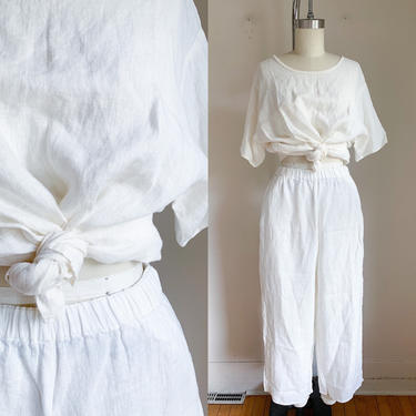 Vintage White Linen Pant set / M 