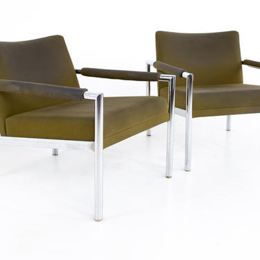 Jack Cartwright for Founders Style Mid Century Chrome Lounge Chairs - A Pair 