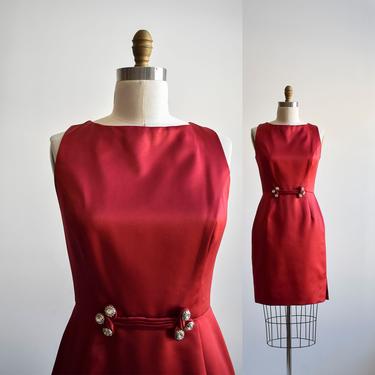 1960s Maroon Cocktail Dress 