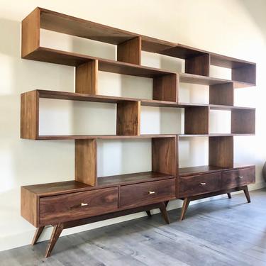 96&amp;quot; Staggered Bookcase Wall Unit 