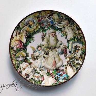 Christmas Santa Claus Grandfather Frost plate Victorian angels Saint Nicholas Father Victoriana cookie antique decorative collectible 1993 