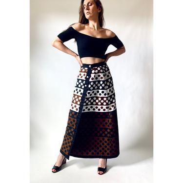 vintage 70s polka dot wrap skirt by Alex Colman 1970s maxi skirt 