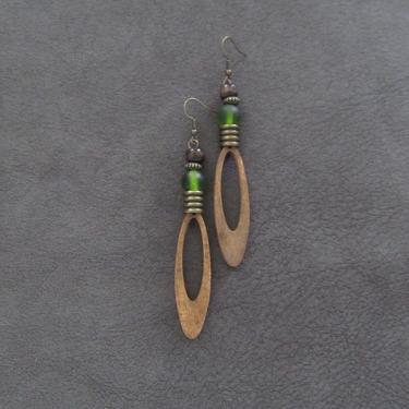 Long wood earrings, bold statement earrings, Afrocentric jewelry, African earrings, geometric earrings, rustic natural earrings, bohemian 10 