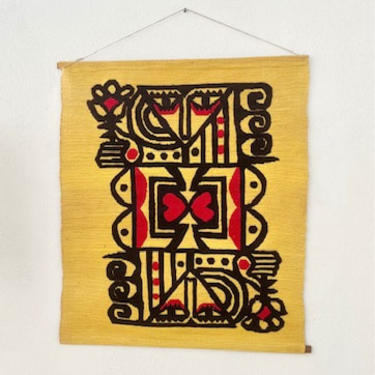 Yellow Cotton Weave Hanging Tapestry