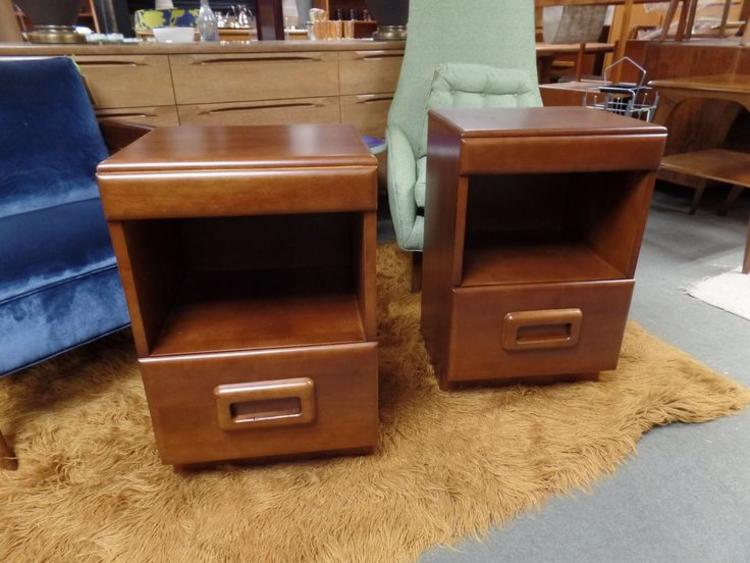 Pair of Mid-Century Modern maple nightstands by Conat Ball.