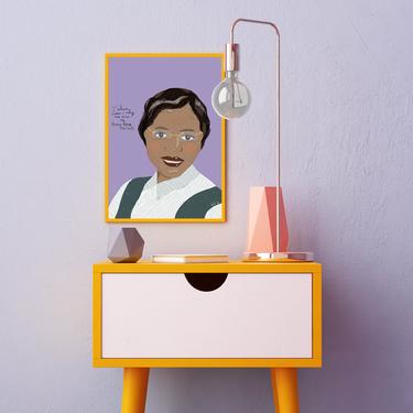 Rosa Parks- Iconic Women - Celebrity portrait - Cubicle Decor- Office Decor 