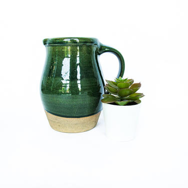 Vintage Jade Green Pottery Ceramic Pitcher 