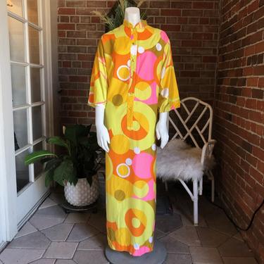 1970s Catherine Ogust Psychedelic Maxi Kaftan