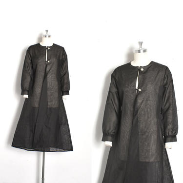 Vintage 1980s Jacket / 80s Silk Organza Sheer Jacket / Black ( S M ) 