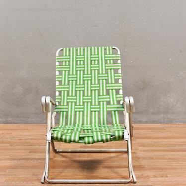Retro Lime Woven Folding Lounge Chair