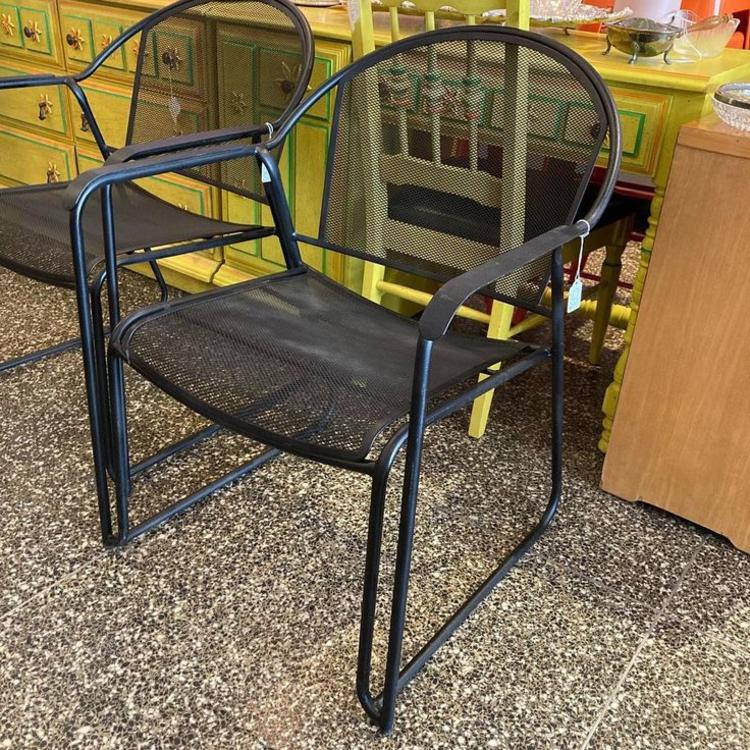 Black wrought iron garden chair(s) 4 available 23.5” x 20” x 31” Seat height 15.5”