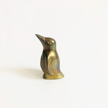 Petite Vintage Brass Penguin 