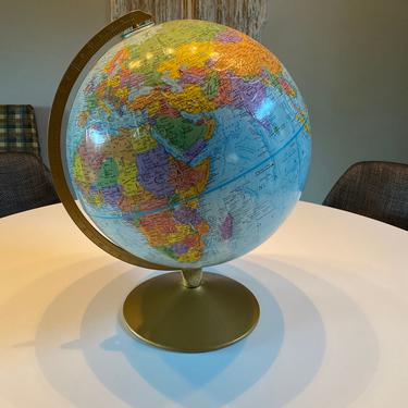 Vintage Mid Century 1960's REPLOGLE Raised Topography World Nation Series Globe on Stand 