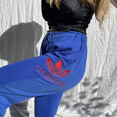 Vintage Sweatpants / ADIDAS 00's Gym Pants / Blue Trefoil Drawstring Joggers M/L 