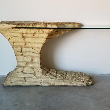 Sirmos - Style Sculptural Faux Rock Console Table 