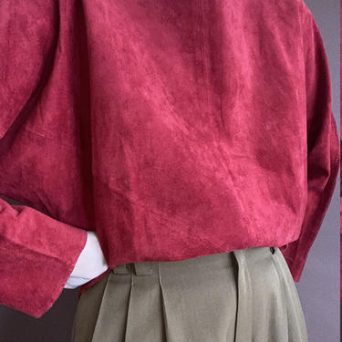 vintage red suede batwing blouse medium 