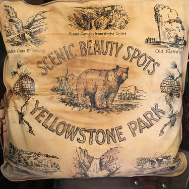 VintageYellowstone Park Souvenier Pillow